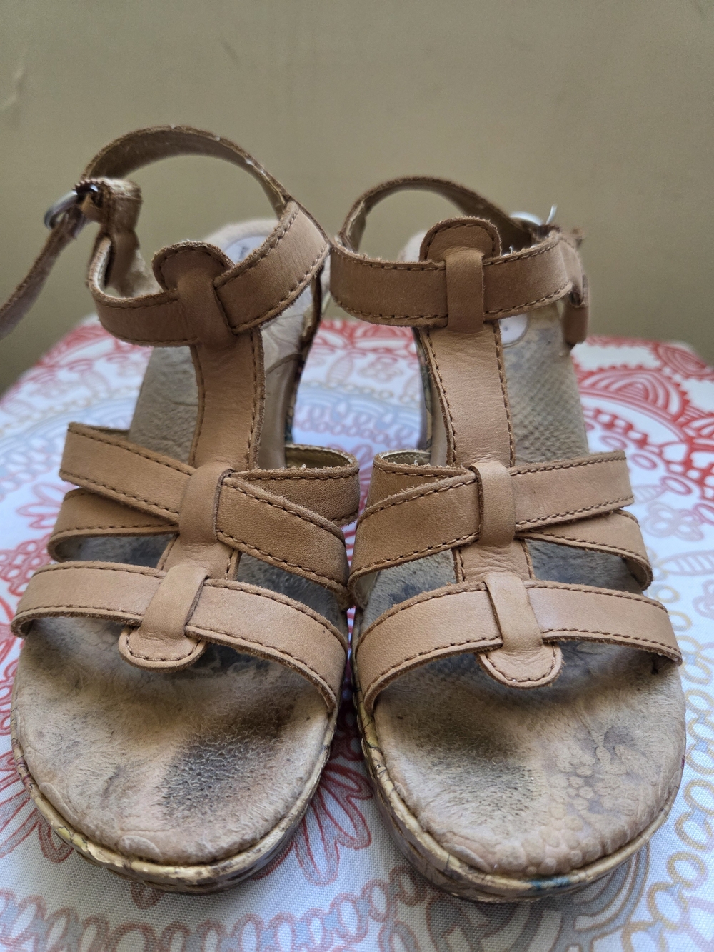 Women's Born Concept Tan Strappy Wedge Sandals